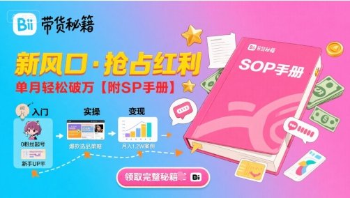 B站哔哩哔哩带货秘籍，单月轻松破万【附SOP手册】  第1张