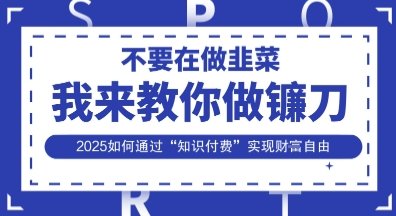 韭菜生涯终结者，我来教你做镰刀，2025如何通过“知识付费”实现财F自由【揭秘】