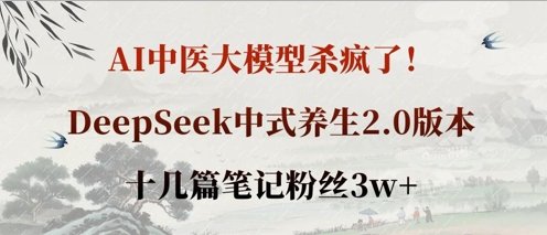 AI中医大模型杀疯了！DeepSeek中式养生2.0版本，十几篇笔记粉丝3w+