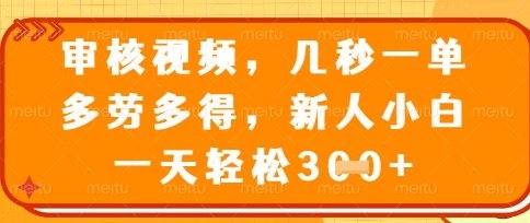 最新审核视频,几秒一单,多劳多得,新人小白一天轻松3张【揭秘】 第1张 最新审核视频,几秒一单,多劳多得,新人小白一天轻松3张【揭秘】 第1张