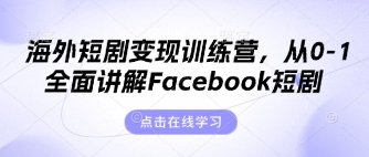 海外短剧变现训练营，从0-1全面讲解Facebook短剧  第1张