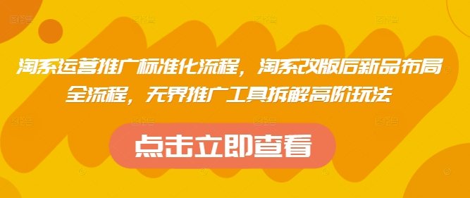 淘系运营推广标准化流程，​淘系改版后新品布局全流程，无界推广工具拆解高阶玩法  第1张