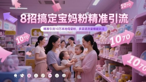 8招搞定宝妈粉精准引流，精准引流10万本地母婴粉，多渠道流量爆破玩法