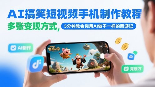 AI搞笑短视频手机制作教程，多张变现方式，5分钟教会你用AI做不一样的西游记  第1张