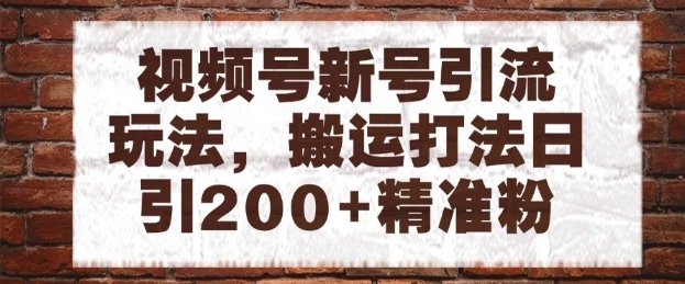 视频号新号引流玩法，搬运打法日引200+精准粉，可矩阵放大【揭秘】