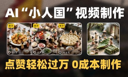 爆款1000W+播放微缩景观迷你小人国AI视频0成本制作全流程教学