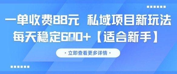 一单收费88元 私域项目新玩法 每天稳定6张+【适合新手】
