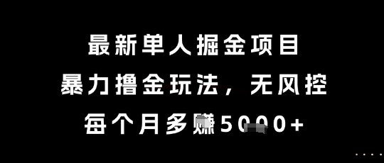 最新单人掘金项目，暴力撸金玩法，无风控，每个月多挣5k+【揭秘】