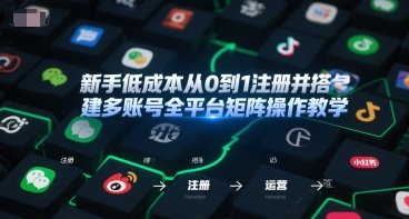 新手低成本从0到1注册并搭建多账号全平台矩阵操作教学，手机号-邮箱-IP-工具