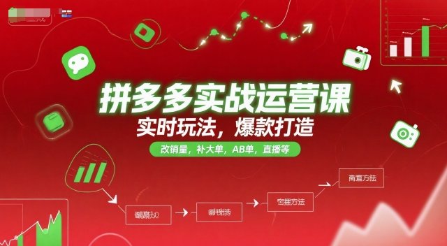 拼多多实战运营课，实时玩法，爆款打造，改销量，补大单，AB单，直播等（更新2025月）  第1张