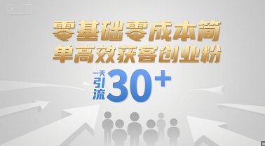 零基础零成本简单高效获客创业粉，一天引流30+  第1张