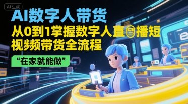 AI数字人带货，从0到1掌握数字人直播短视频带货全流程，在家就能做  第1张