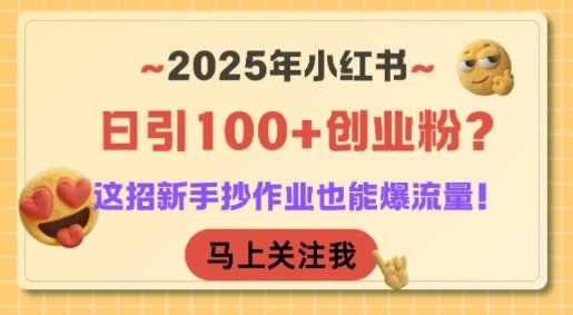 2025年小红书日引100+创业粉？这招新手抄作业也能爆流量！  第1张