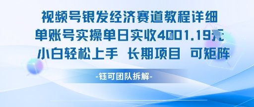 视频号银发经济赛道单账号实操单日实收1k+，小白轻松上手长期项目  第1张