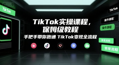 TikTok实操课程，保姆级教程，手把手带你跑通TikTok变现全流程  第1张