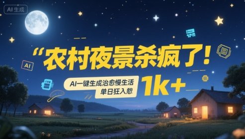 农村夜景杀疯了!AI一键生成治愈系慢生活,单日狂入1k+ 第1张 农村夜景杀疯了!AI一键生成治愈系慢生活,单日狂入1k+ 第1张