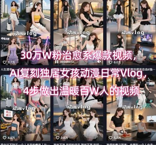 30万W粉治愈系爆款视频,AI复刻独居女孩动漫日常Vlog,4步做出温暖百W人的视频 第1张 30万W粉治愈系爆款视频,AI复刻独居女孩动漫日常Vlog,4步做出温暖百W人的视频 第1张