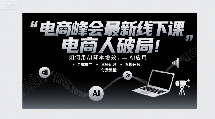 电商峰会最新线下课，电商人破局，如何用AI降本增效，AI应用-全域推广-直播运营-付费流量  第1张