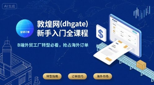敦煌网(dhgate)新手入门全课程,B端外贸工厂转型必看,抢占海外订单 第1张 敦煌网(dhgate)新手入门全课程,B端外贸工厂转型必看,抢占海外订单 第1张