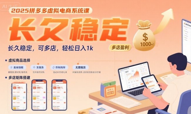 2025拼多多虚拟电商系统课，长久稳定，可多店，轻松日入1k  第1张