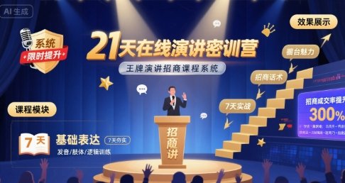 21天在线演讲密训营,王牌演讲招商课程系统 第1张 21天在线演讲密训营,王牌演讲招商课程系统 第1张