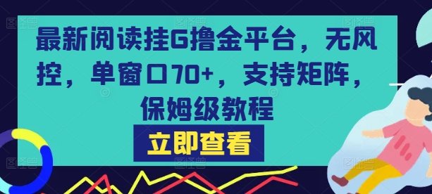 最新阅读挂G撸金平台，无风控，单窗口70+，支持矩阵，保姆级教程【揭秘】  第1张
