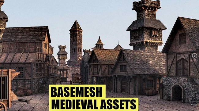 Artstation – BaseMesh: 89 MEDIEVAL Assets+Texture  第1张