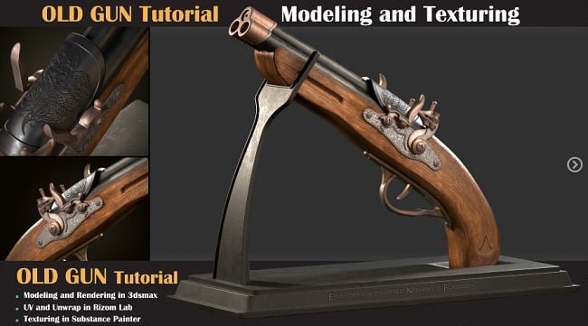 OLD GUN Tutorial ( Modeling, Texturing, Lighting )  第1张