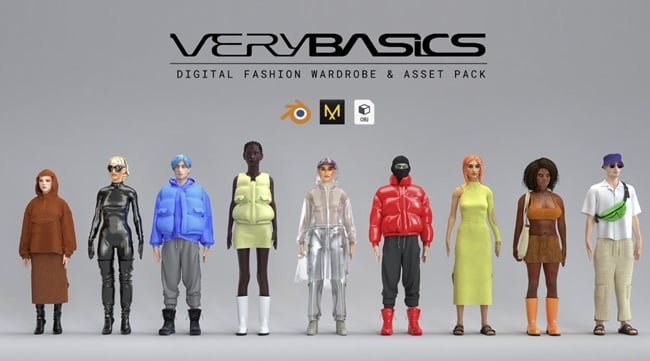 Digital Fashion VERYBASICS – VirtualWardrobe & Asset Pack (Blender Marvelous Designer)  第1张