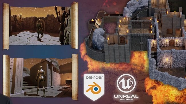 Blender 3 to Unreal Engine 5 Dungeon Modular Kitbash  第1张