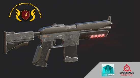 Modeling and Texturing Game Sci-fi Rifle for Games  第1张