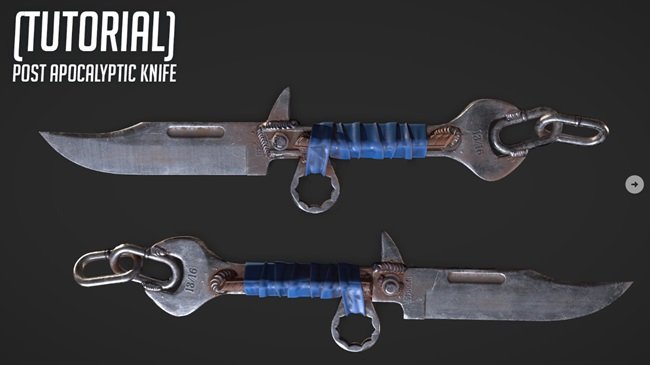 Artstation – Post Apocalyptic Knife Game Asset Tutorial Florian Neumann  第1张