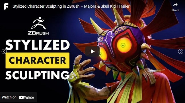FlippedNormals – Stylized Character Sculpting in ZBrush Majora & Skull Kid  第1张