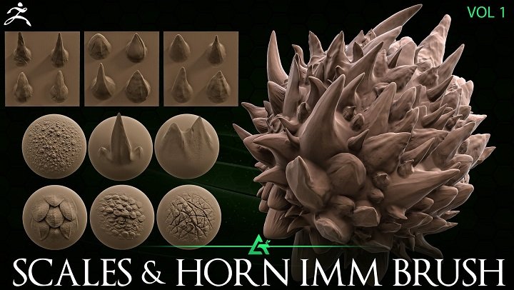 ArtStation – ATS 50 Dragon Horn and Scales IMM Brush Zbrush  第1张