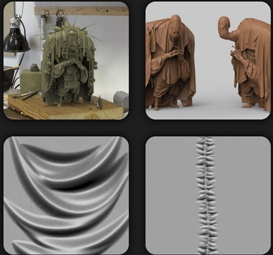 ZbrushGuides – Clothes and drapery brushes Pack