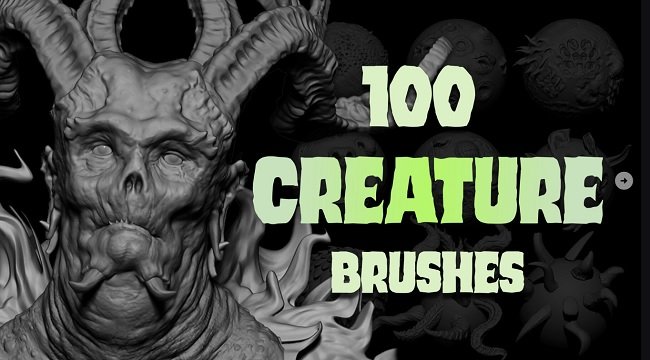 Artstation – Zbrush + Blender 100 Creature Brush Mega Pack  第1张
