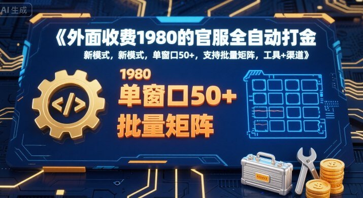 外面收费1980的官服全自动打金，新模式，单窗口50+，支持批量矩阵，工具+渠道【揭秘】  第1张